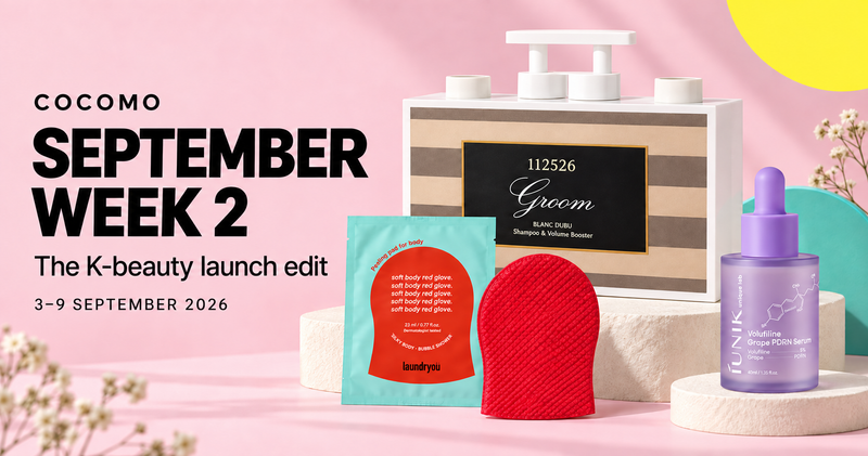 COCOMO September Week 2 launch edit, 3–9 September 2026, featuring BLANC DUBU Groom, LAUNDRYOU and iUNIK
