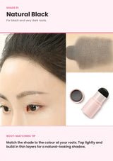 SO NATURAL Hair Line Cover Cushion Natural Black shade swatch, hairline result and applicator