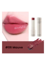Lipstick with a swatch labeled '#06 Mauve' on a white background
