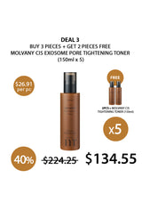Promotional offer for Molvany CIS Exosome Pore Tightening Toner with pricing and quantity details.