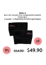Volexy body shaper thigh belt with promotional text on a white background