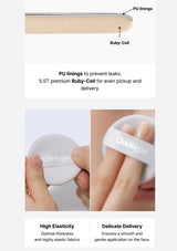 Product packaging with text highlighting features like PU linings and Ruby-Cell technology.