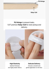 Product packaging with text highlighting features like PU linings and Ruby-Cell technology.