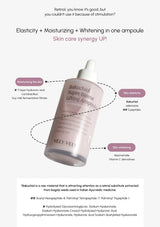 Promotional graphic for Vely Vely Baluchel Super Biome Lifting Ampoule with text about skin care benefits.