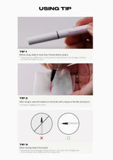 Instructions on using a makeup brush tip with text and diagrams.