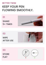 MERRYMONDE glitter pen care: shake at least five times, wipe the brush and store horizontally