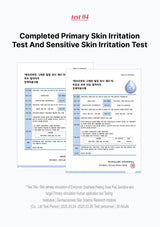 Completed primary skin irritation test and sensitive skin irritation test report on a white background