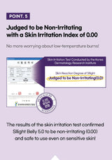 Advertisement for a product with a skin irritation test result on a purple background