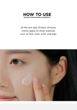 Skincare product application on a person's face with text instructions.