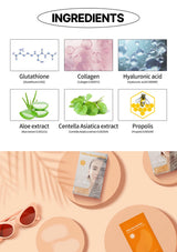 List of skincare ingredients with corresponding images and names on a white background.