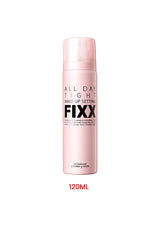 Pink bottle of 'All Day Light Make Up Setting FIXX' on a white background