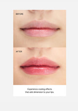 Before and after comparison of lips with cooling effects