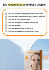 Product packaging with text recommending it for specific user groups against a blue gradient background.