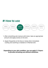 Instruction graphic titled '# How to use' with six circular steps, step 3 highlighted in dark green, plus two paragraphs of application instructions on a white background.