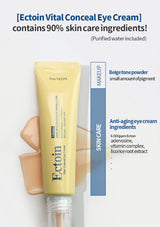 Ectoin Vital Conceal Eye Cream with skincare ingredient details on a white background