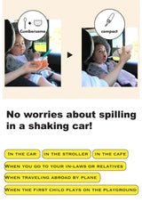 Baby in car seat with text about product features and usage scenarios.