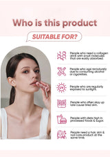 Product advertisement with a woman using a skincare product, suitable for various conditions.