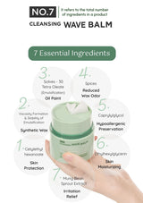 Cleansing Wave Balm with ingredients listed on a white background