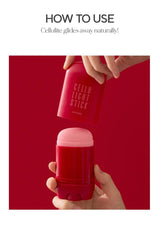 Red cellulite gliding stick with 'Cellu Light Stick' text on a red background