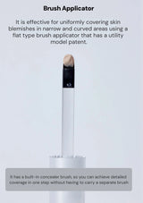 Flat type brush applicator with text on a light gray background