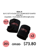 Volexy arm shaper belts with pricing and discount information on a white background