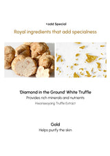 Advertisement for 'Diamond in the Ground' White Truffle with text about its benefits.