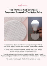 Advertisement for graphene technology with images of graphene and a light bulb.