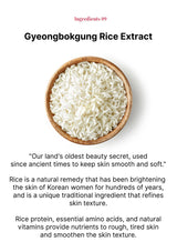 Bowl of rice with text about Gyeongbokgung Rice Extract on a white background