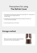 Person holding a small black container with text about ease of use and portability.