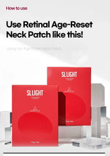Red neck patch packaging with 'SLIGHT' branding on a white background