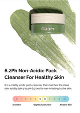 Flaner cleanser jar with green smear on a white background