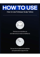 Instructions on how to use Forbeaut Scalp Tattoo with icons and text.