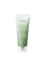 Green skincare tube labeled 'Anua' on a white background