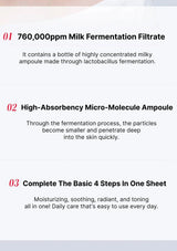 Text description of a skincare product with benefits and features on a white background