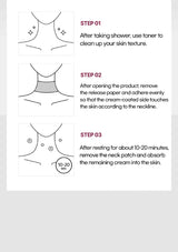 Instructions for using a neck patch with diagram and text on a white background