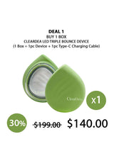 Green device with a charging cable on a white background, featuring a promotional deal.