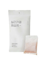 Silica gel pack with a white background