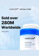 Medicube product with text about sales figures on a light blue background