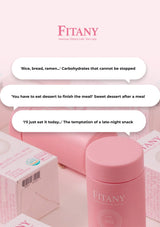Pink Fitany product with text on a pink background