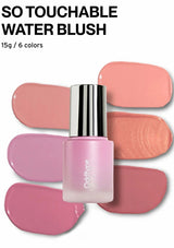 Pink nail polish bottle with swatches of pink shades on a white background