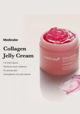 Jar of Medicube Collagen Jelly Cream with pink cream on a white background