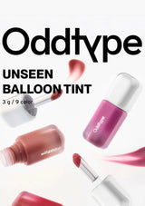 Oddtype unseen balloon tint with lip products on a white background