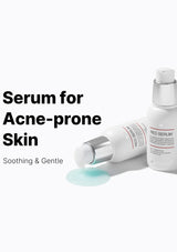 Serum for acne-prone skin with a droplet of serum on a white background