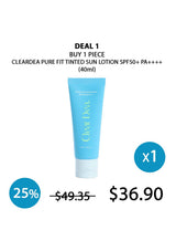 Clear Dea sun lotion with promotional pricing on a white background