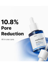 Medicube skincare dropper bottle with pore reduction text on a white background