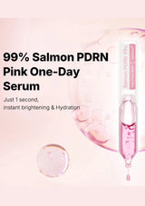 Pink serum bottle with dropper and text on a light pink background