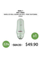 Varol ice roll serum for face with promotional text on a white background