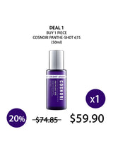Cosnori Panthe-Shot 675 skincare product with promotional pricing on a white background
