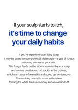 Text advice on managing itchy scalp with a white background