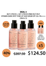 Promotional offer for Vely Vely Tone-Up Sun Serum with pricing and quantity details.